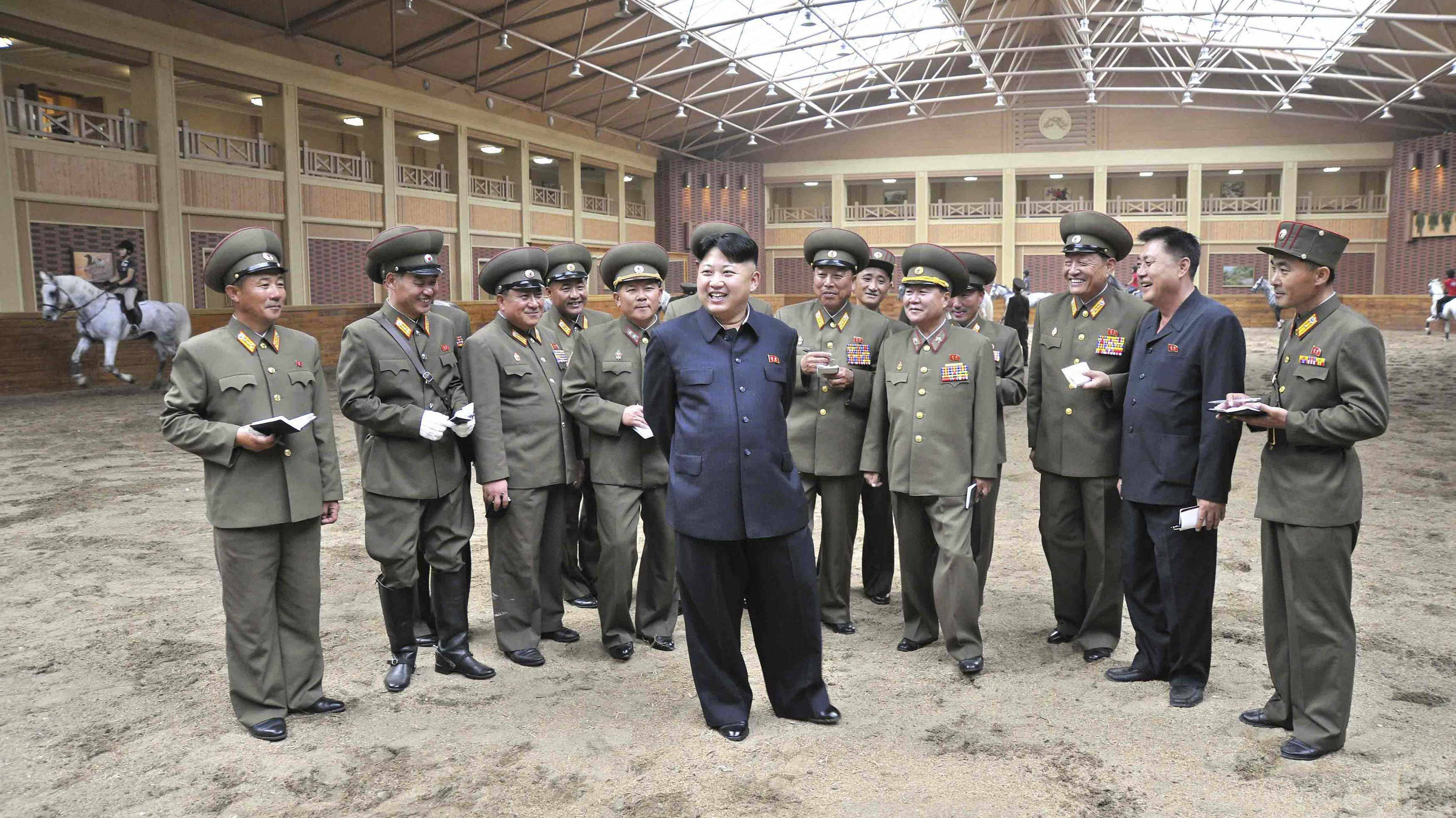 KCNA handout shows North Korean leader Kim Jong-un during a visit to the Mirim Riding Club